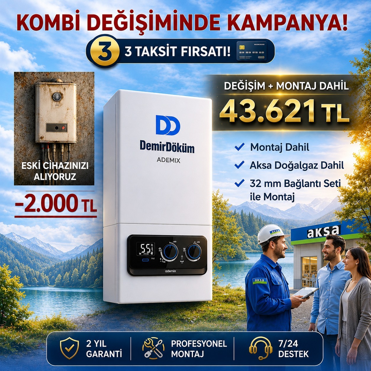DemirDöküm Ademix kombi değişim ve montaj kampanyası
