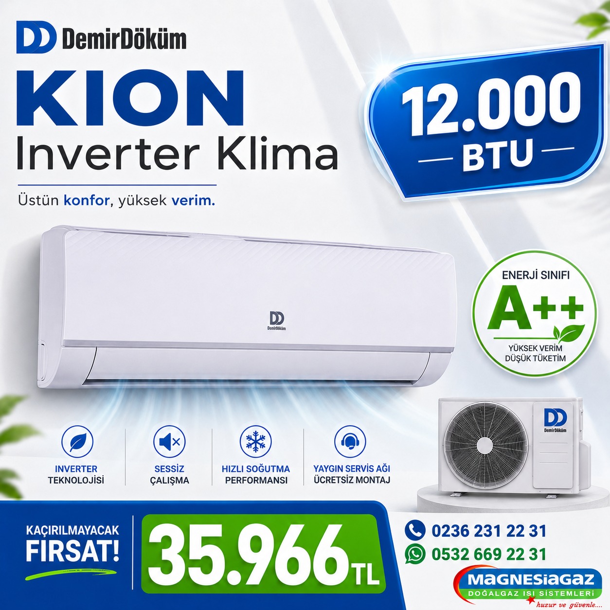 DemirDöküm Kion 12.000 BTU klima kampanyası