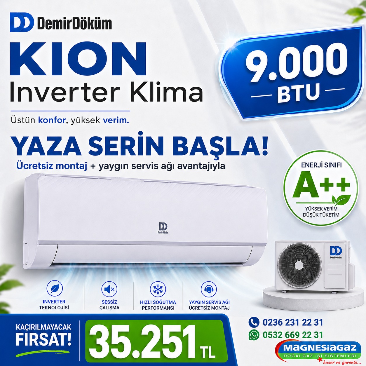 DemirDöküm Kion 9.000 BTU klima kampanyası