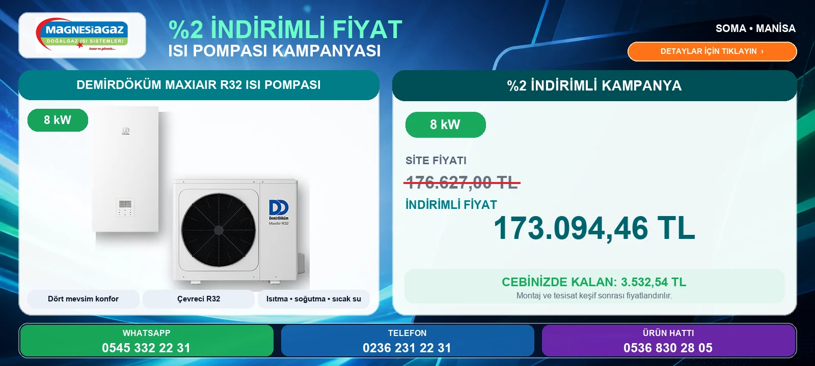 DemirDöküm MaxiAir R32 Isı Pompası 8 kW kampanya görseli