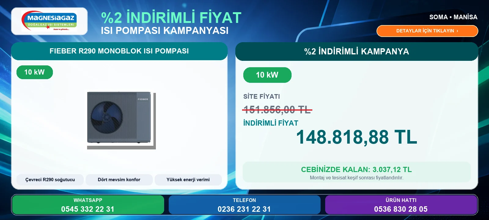 Fieber R290 Monoblok Isı Pompası 10 kW kampanya görseli