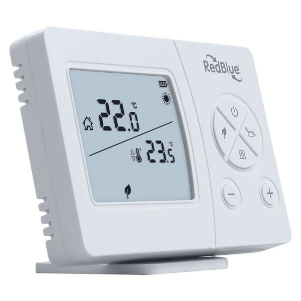 Redblue RB10 SMART kablosuz akıllı oda termostatı, LCD ekran ve sıcaklık ayar tuşları